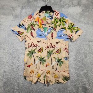 True Destinations Womens Romper Small‎ Tropical Paradise Palm Trees Beach